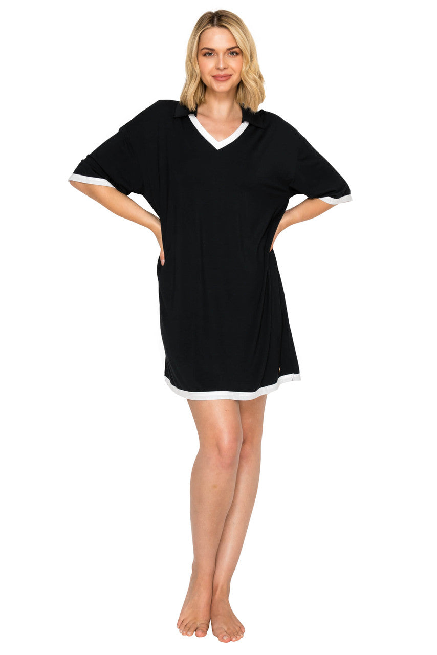Badgley Mischka Yummy Modal Blend Collared Sleep Dress Badgley Mischka Yummy Modal Blend Collared Sleep Dress
