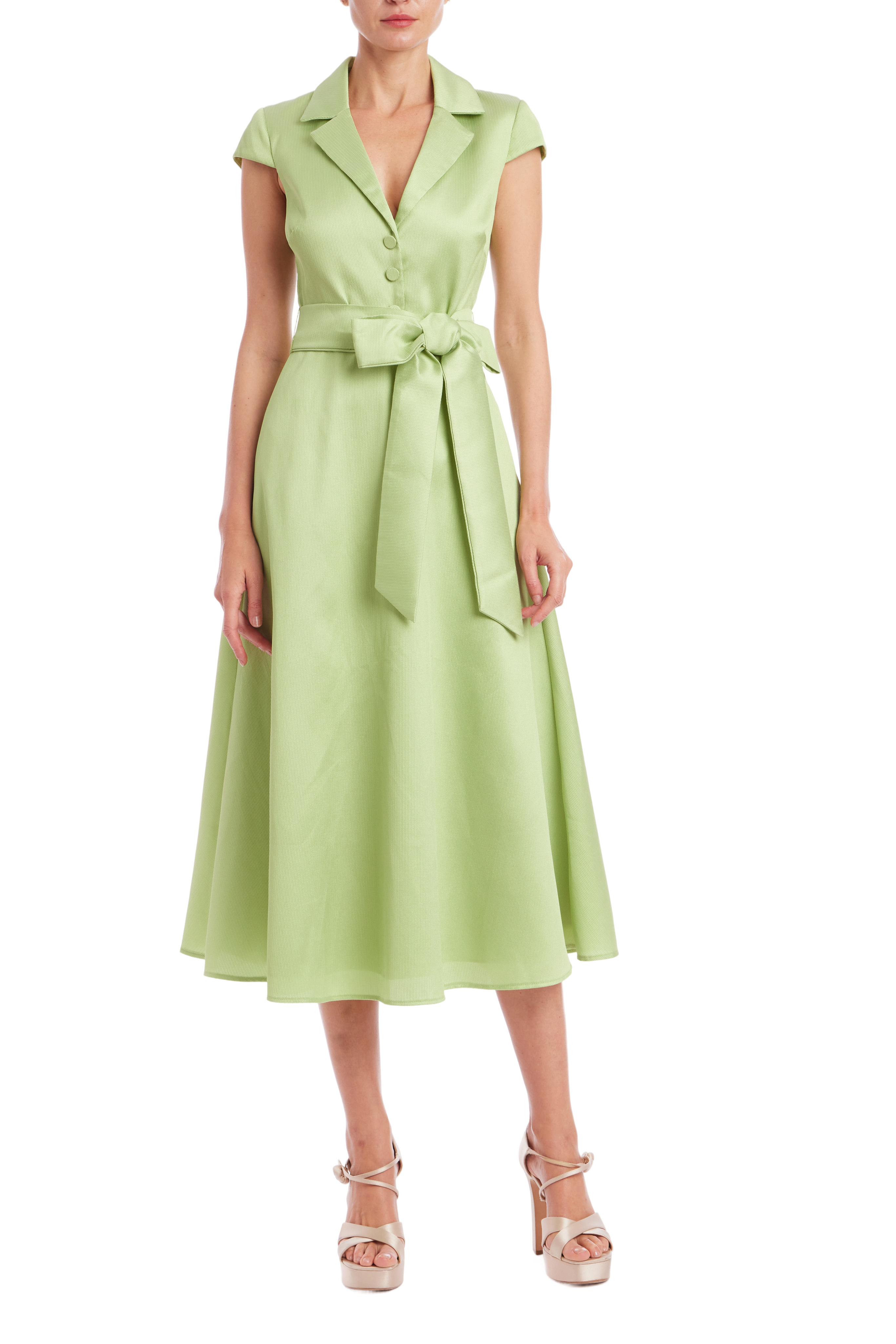 Badgley Mischka Women's Cap Sleeve Shirt Dress - Lime Badgley Mischka Women's Cap Sleeve Shirt Dress - Lime