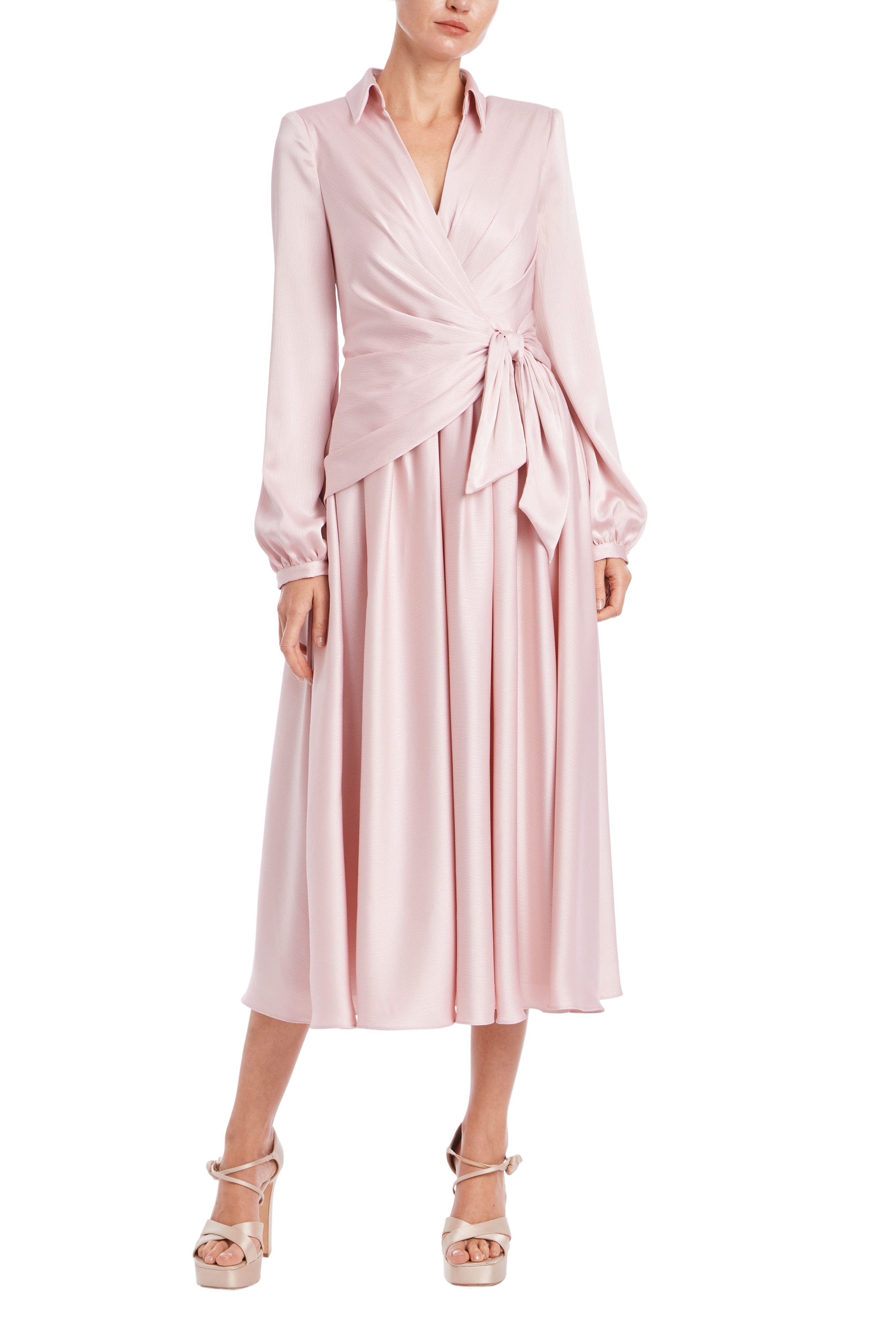 knee length dresses for ladies Maison Tara Women's Plus Size 3/4 Sleeve V-Neck Floral Print Chiffon Maxi Dress, 14W main image 0