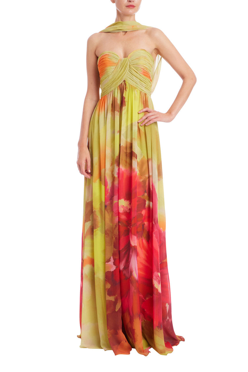 badgley mischka dresses Badgley Mischka Beaded Flutter Slv Gown- Periwinkle main image 0