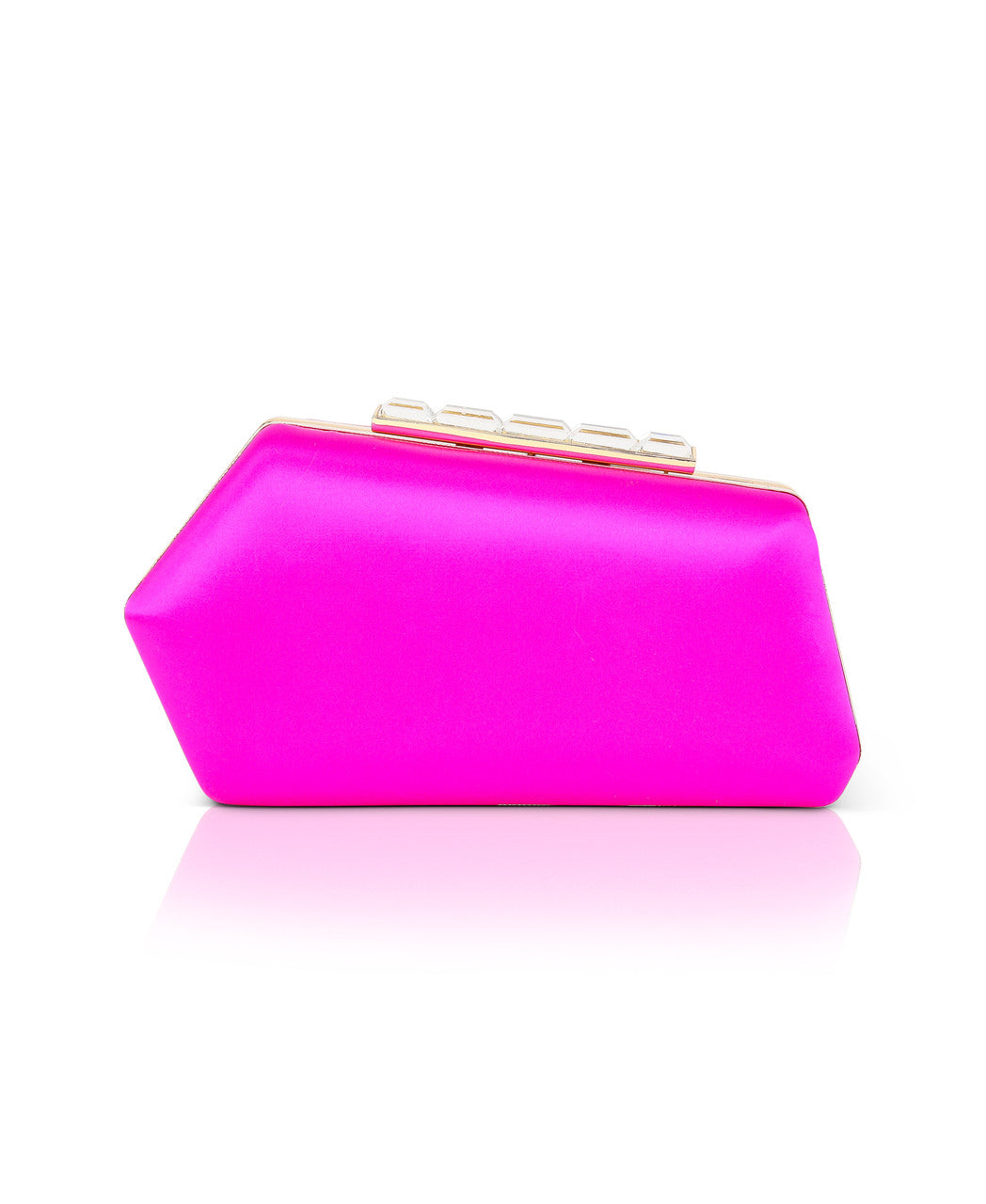 Riley Satin Minaudiere with Crystal Bar Clasp by Jewel Badgley Mischka