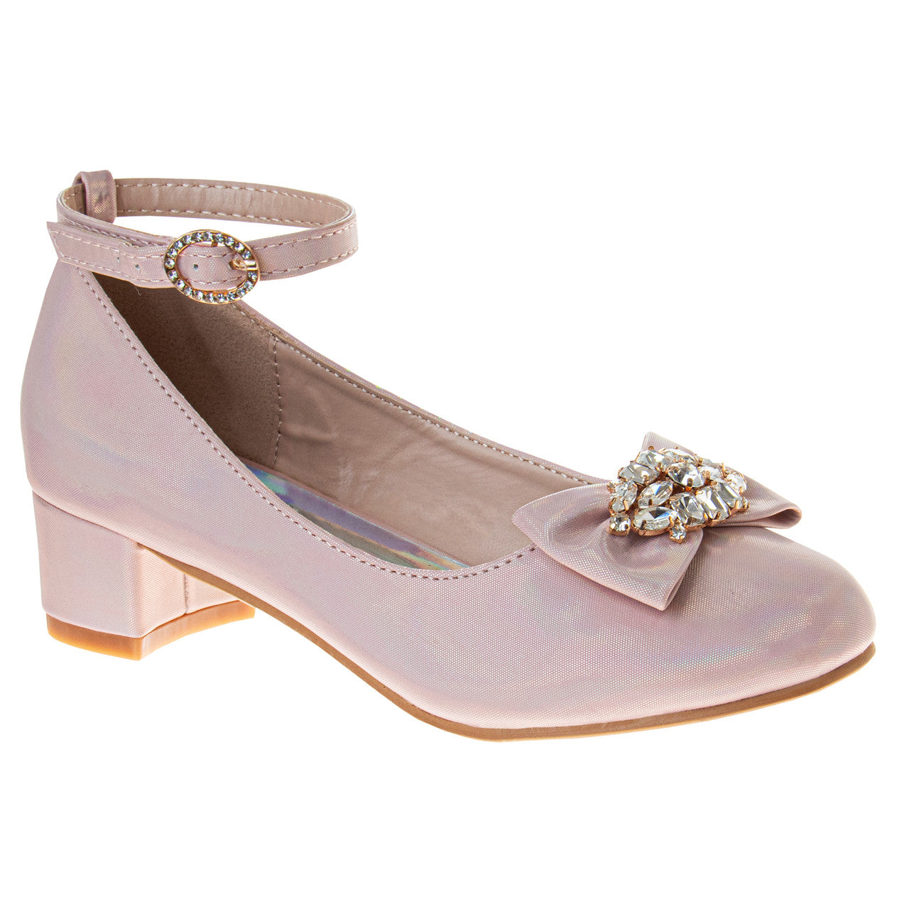 wow dressing room Badgley Mischka Girls' Ankle Strap Dress Pumps, Size: 3 in Black