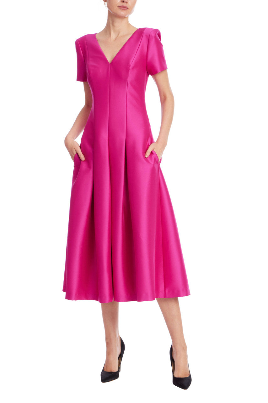 Cap Sleeve Pleated Fit-and-Flare Midi Dress by Badgley Mischka Cap Sleeve Pleated Fit-and-Flare Midi Dress by Badgley Mischka