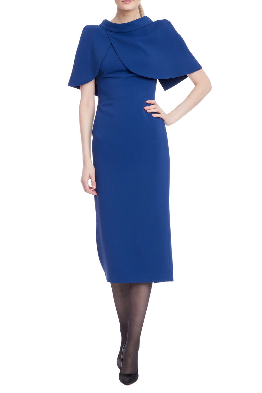 Marine Sheath Dress with Mock Neck Capelet by Badgley Mischka Marine Sheath Dress with Mock Neck Capelet by Badgley Mischka