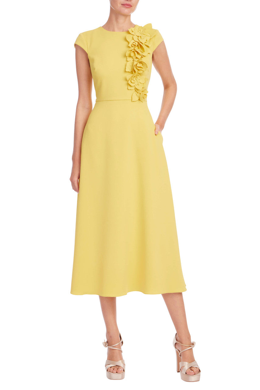 Badgley Mischka Corsage Full Skirt Midi Dress