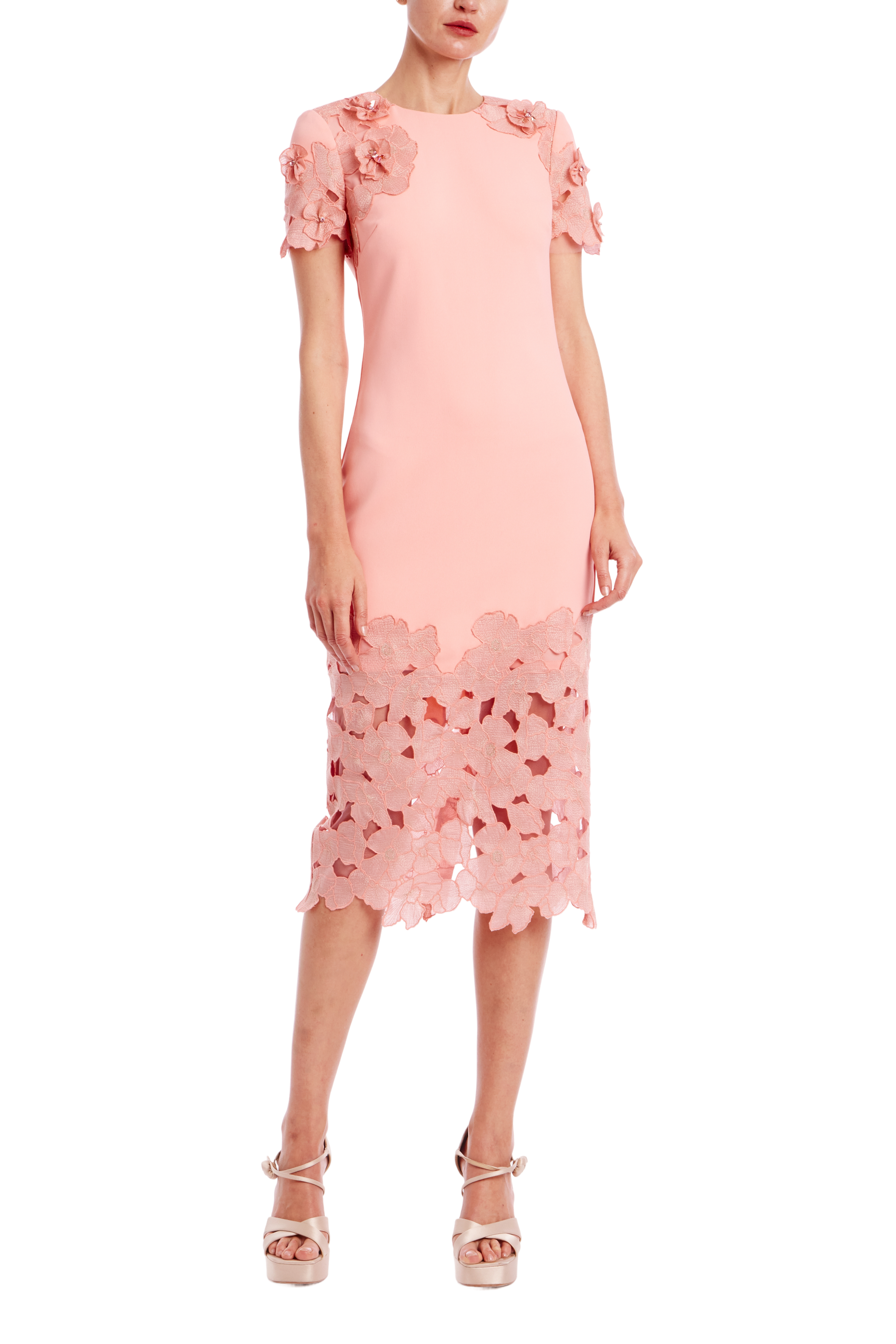 Badgley Mischka Mended Lace Hem Cocktail Dress Badgley Mischka Mended Lace Hem Cocktail Dress