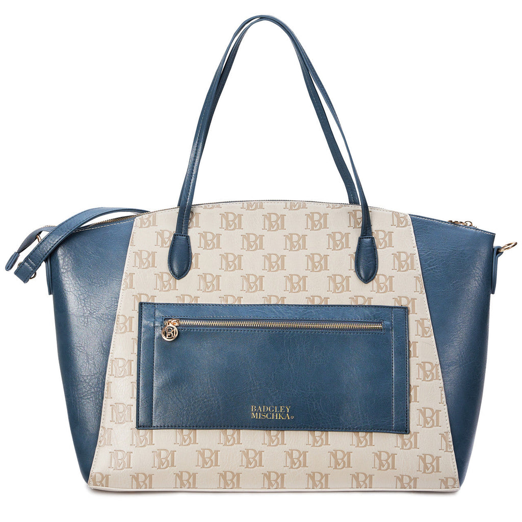 Badgley Mischka Caroline Vegan Leather Weekender Tote Bag, Black