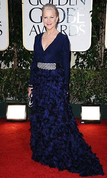 Helen Mirren in Badgley Mischka at the 2012 Golden Globes