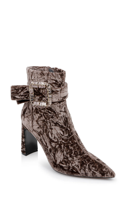 Brown Velvet | Adrian Velvet Block Heel Booties