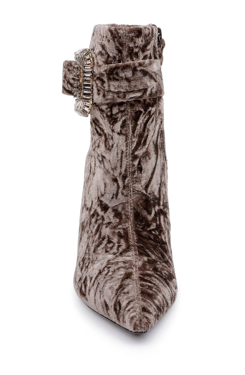 Brown Velvet | Adrian Velvet Block Heel Booties