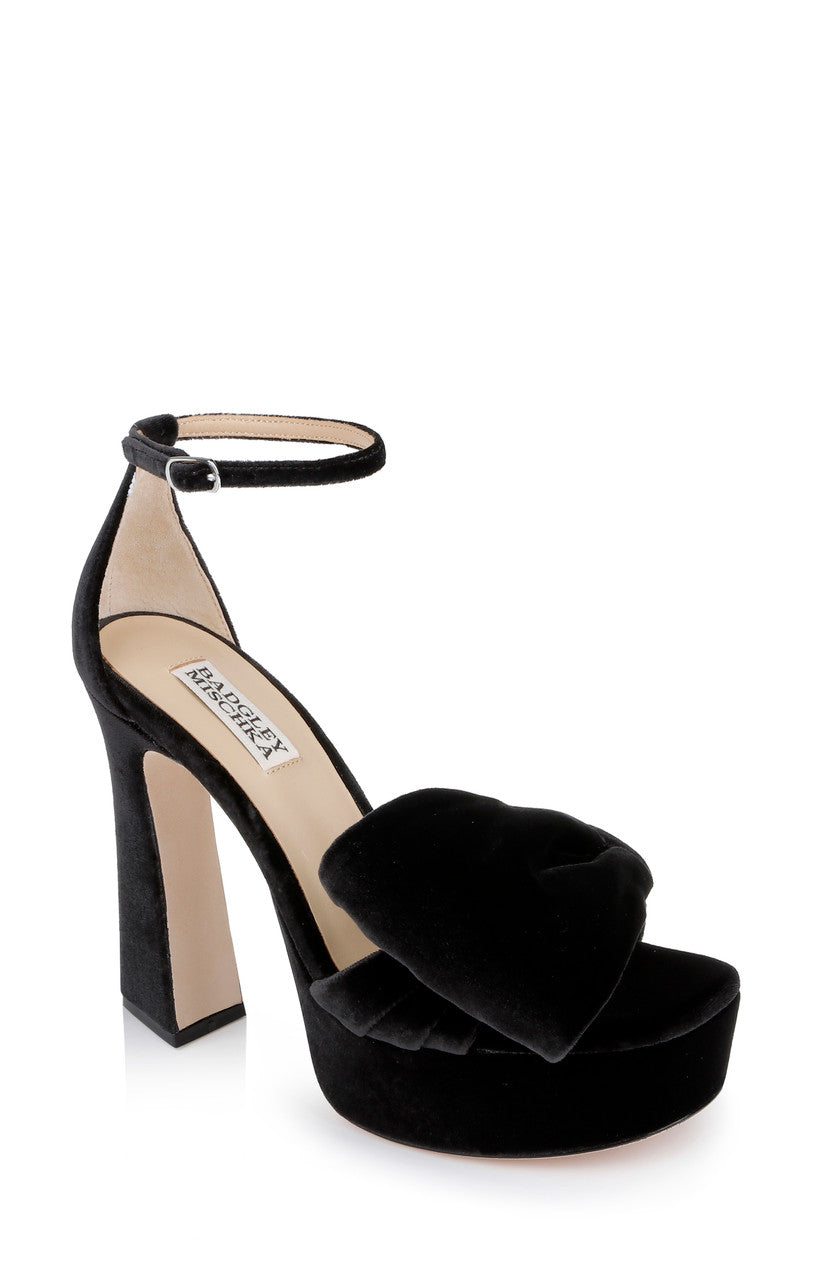 Black Velvet | Alora II Platform Sandals Front Side
