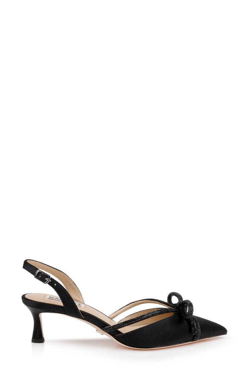 Black | Angelina Slingback Kitten Heels Side