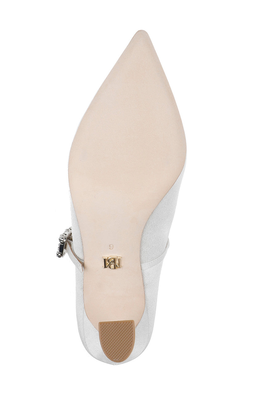 White Crepe | Antonia Pointed Toe Mary Jane Pumps