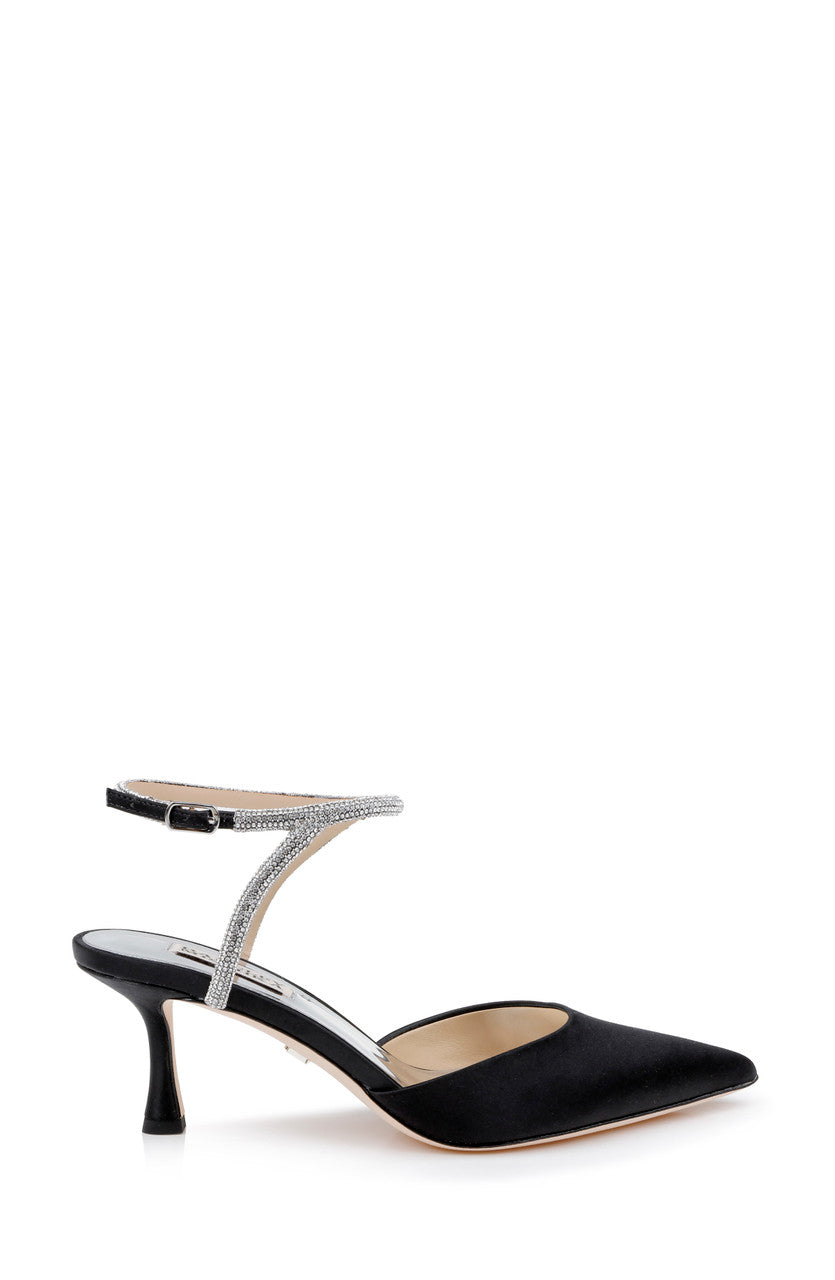 Black | Autumn Ankle Strap Kitten Heel Pumps