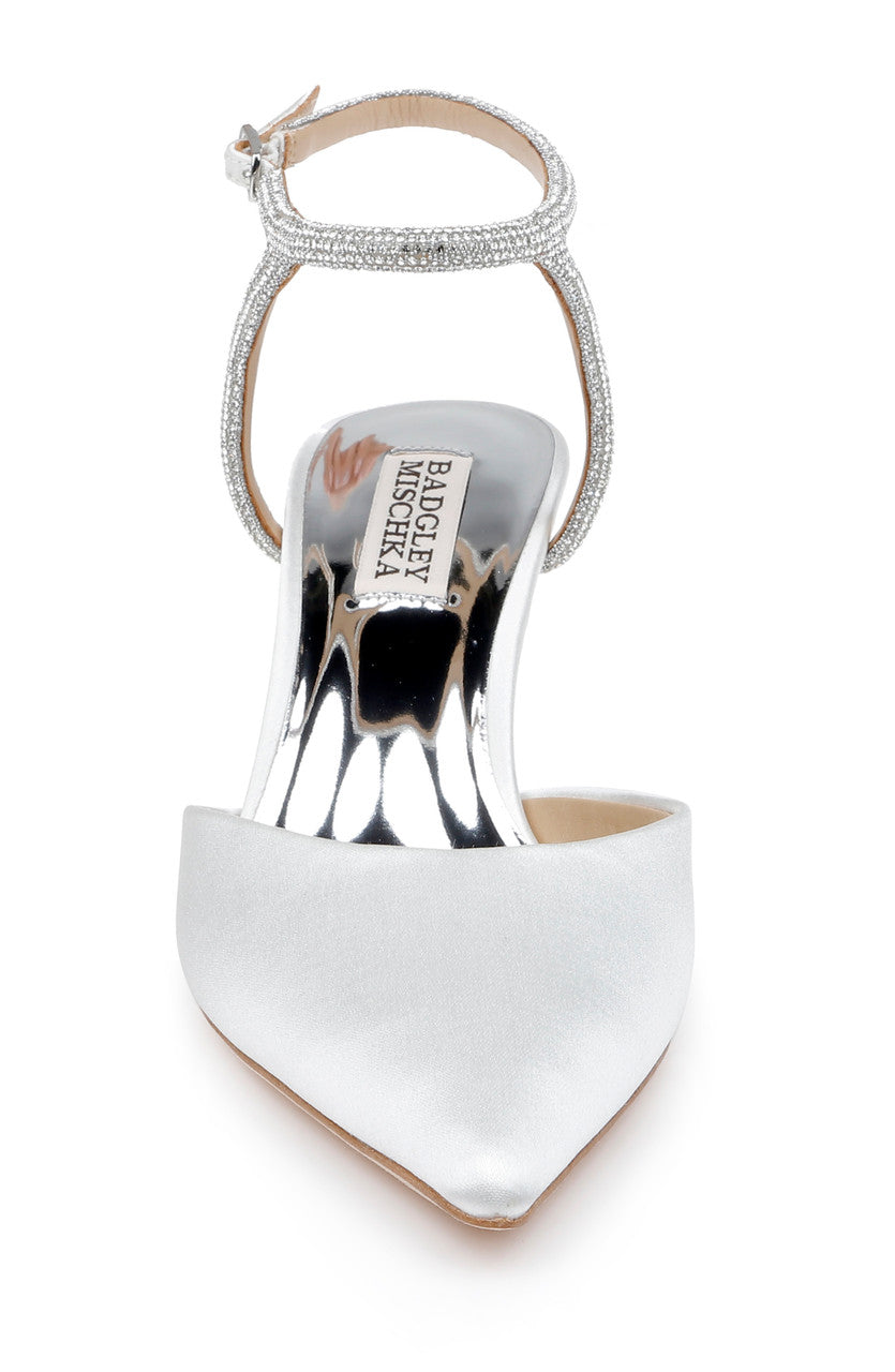 White | Autumn Ankle Strap Kitten Heel Pumps