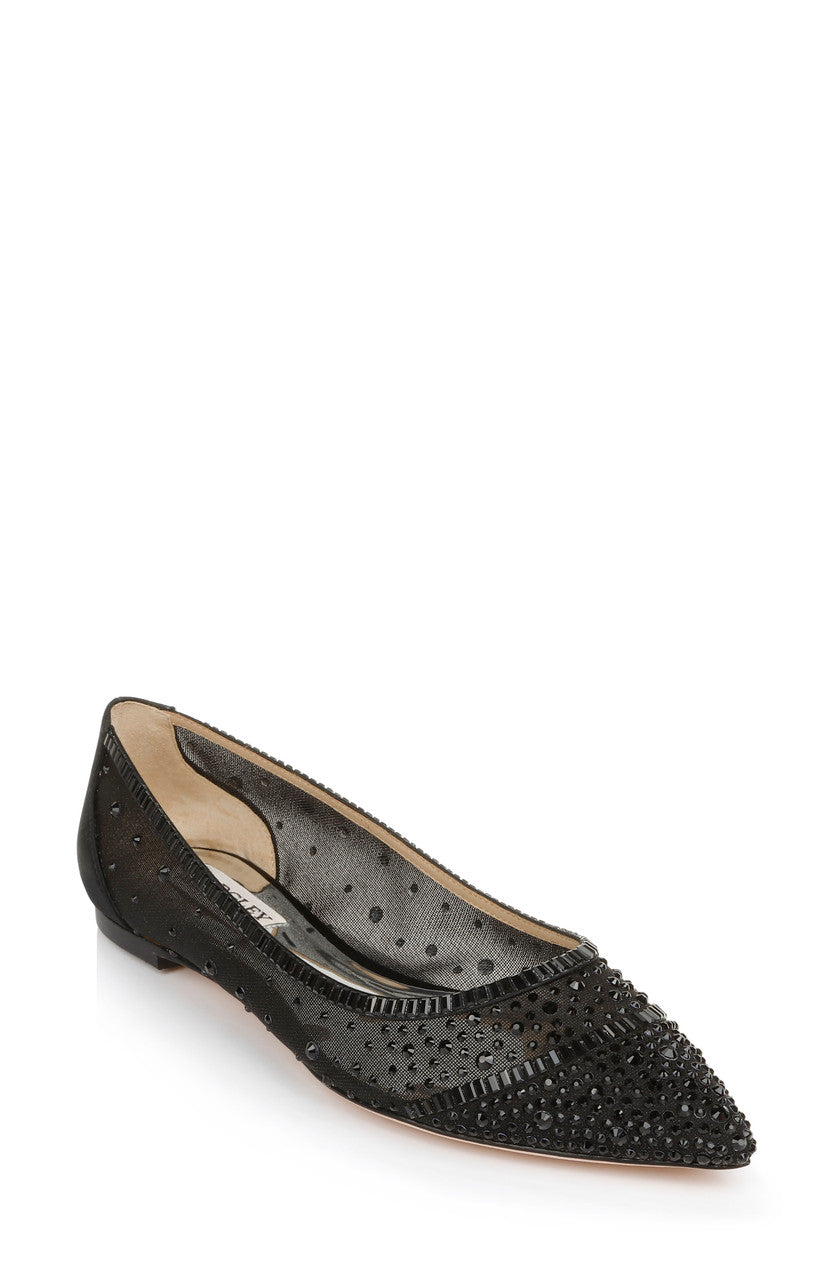 Black | Babette Bejeweled Mesh Flat