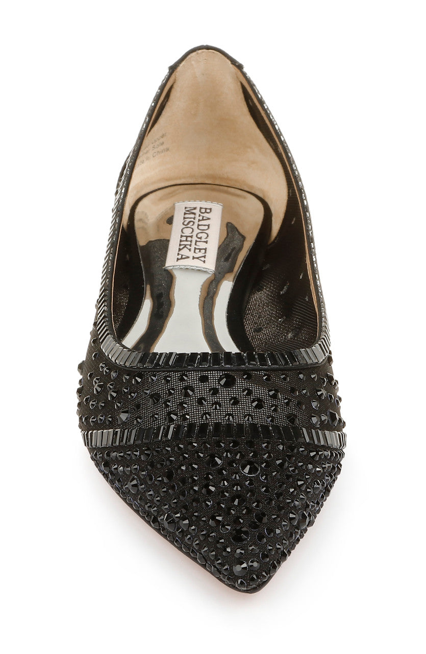 Black | Babette Bejeweled Mesh Flat