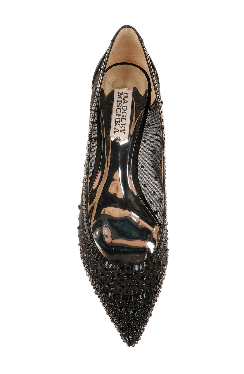 Black | Babette Bejeweled Mesh Flat