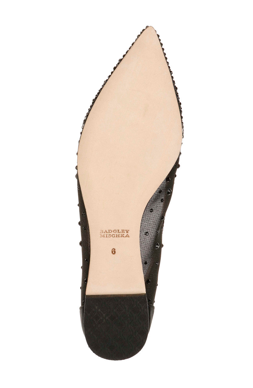 Black | Babette Bejeweled Mesh Flat
