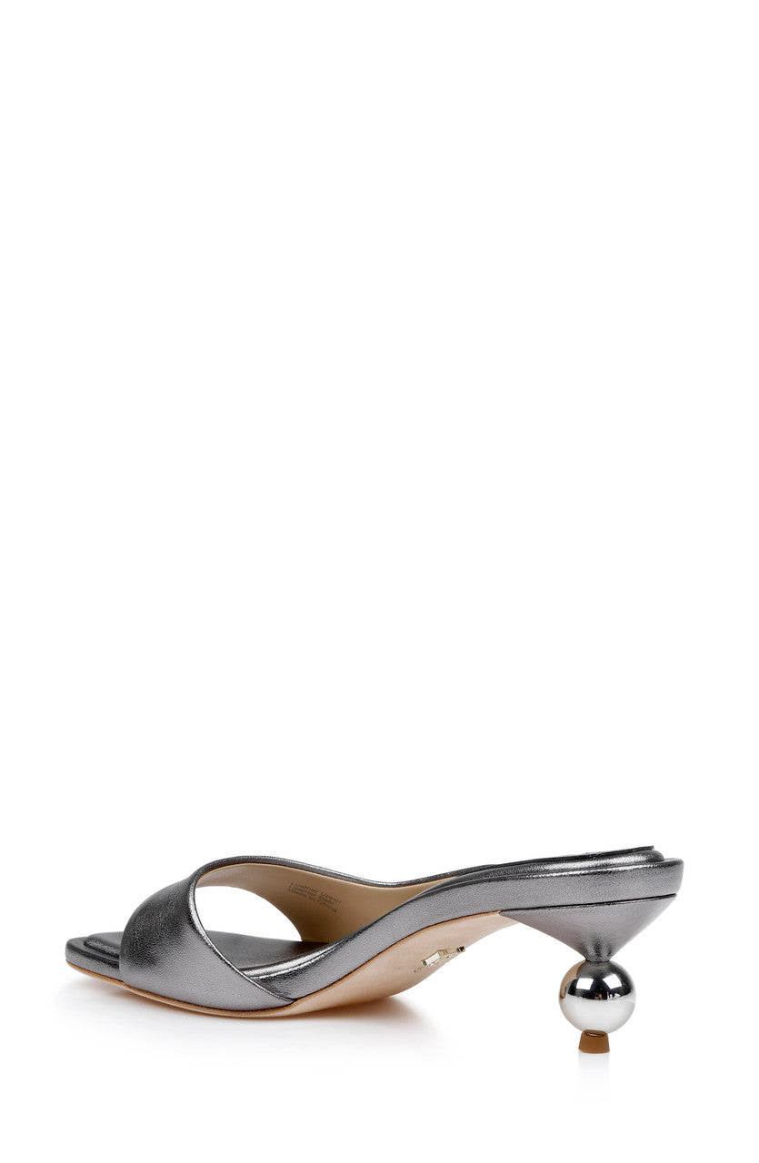 Silver Antique | Baila Asymmetrical Slide with Ball Heel