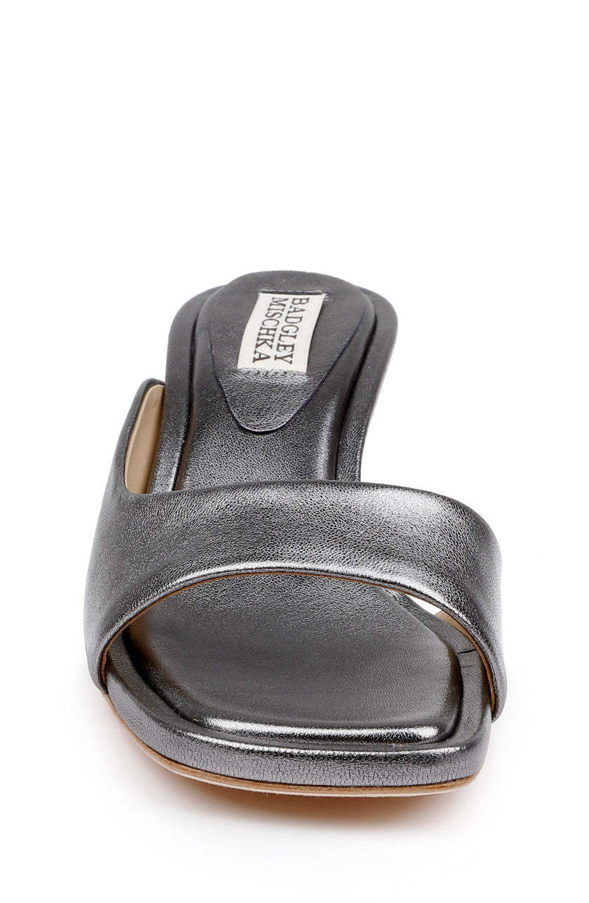 Silver Antique | Baila Asymmetrical Slide with Ball Heel