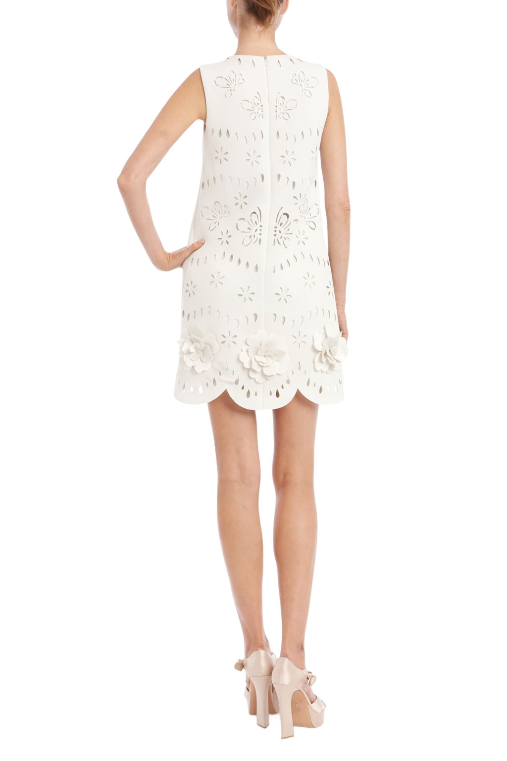Badgley Mischka Sleeveless Laser Cut Shift Dress Dress