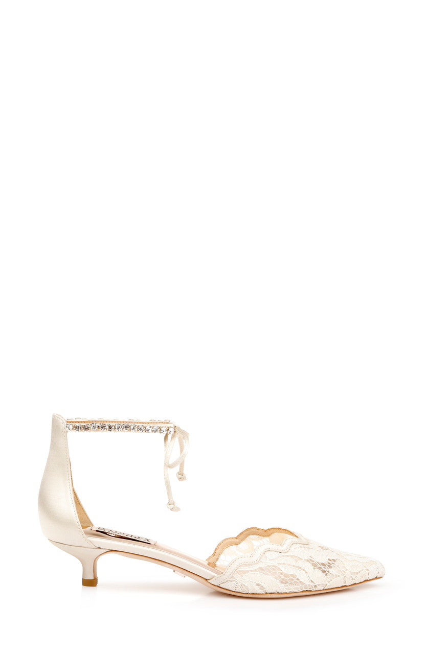 Ivory | Betsy Embroidered Kitten Heel
