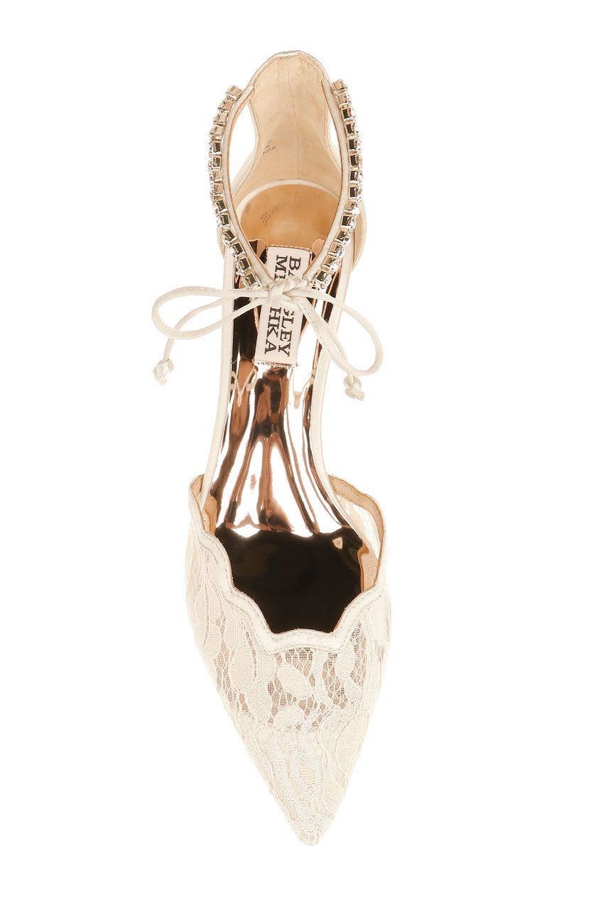 Ivory | Betsy Embroidered Kitten Heel