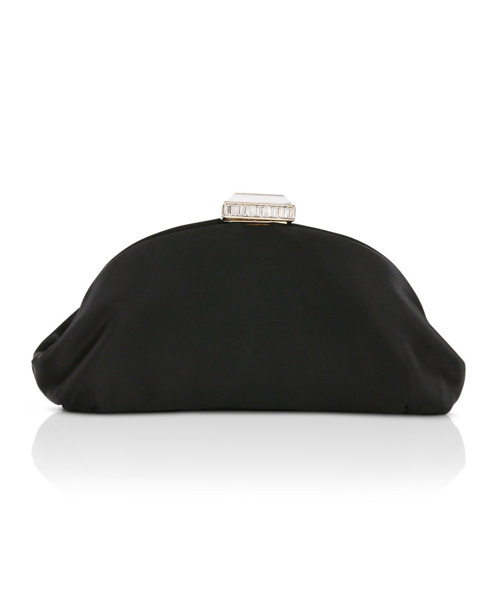 Black | Leia Satin Pouch Clutch Front