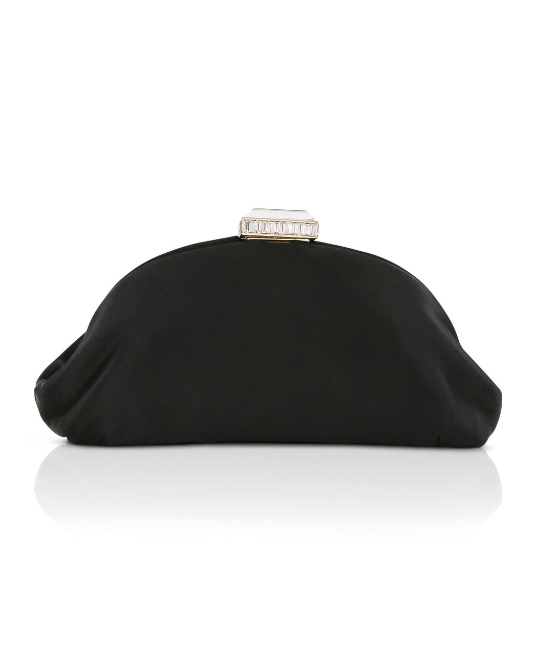 Black | Leia Satin Pouch Clutch Front