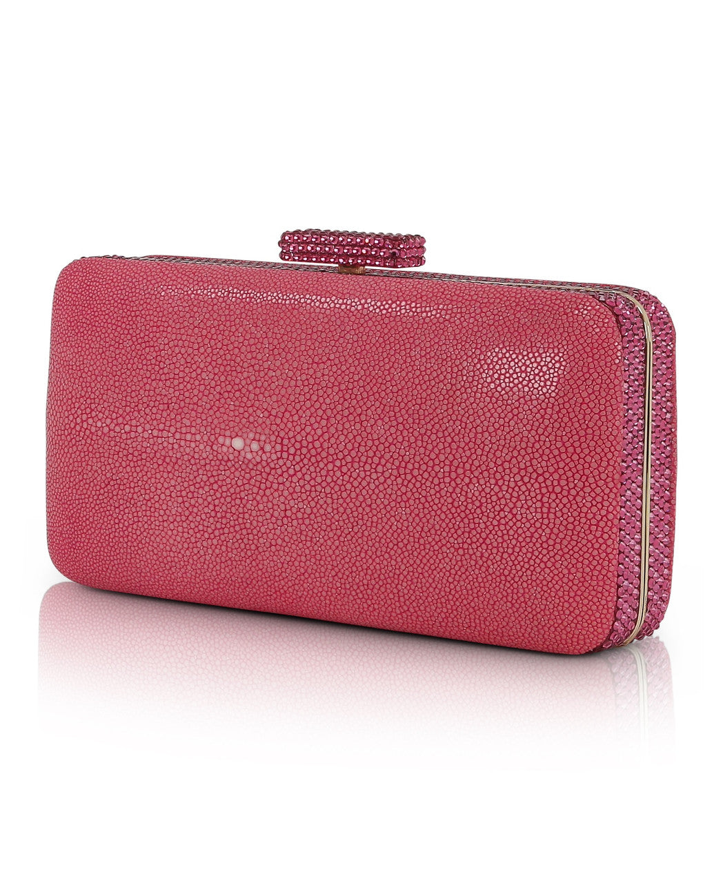 Cherry Blossom | Evelyn Stingray Leather Clutch Side