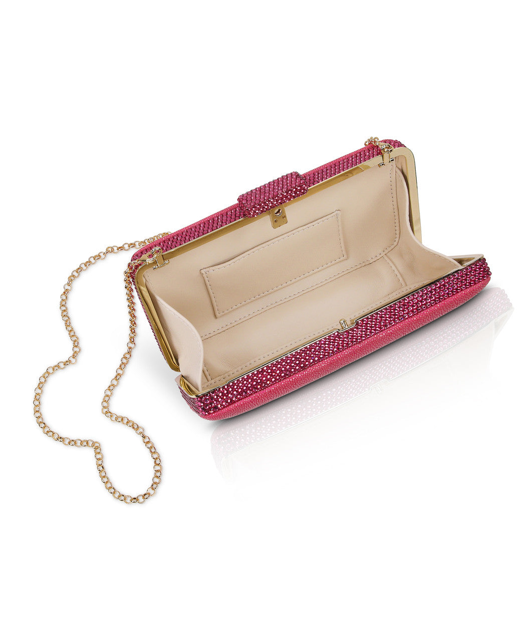 Cherry Blossom | Evelyn Stingray Leather Clutch Open