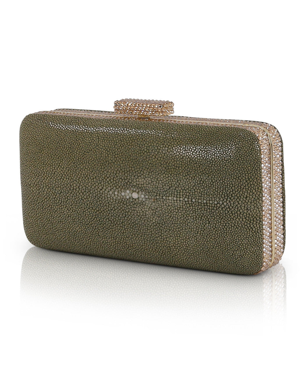 Olivine | Evelyn Stingray Leather Clutch Side