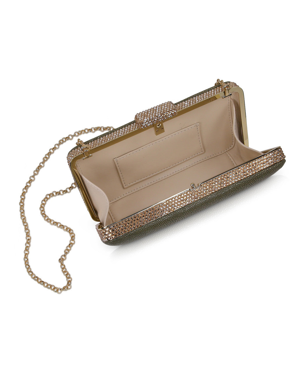 Olivine | Evelyn Stingray Leather Clutch Open