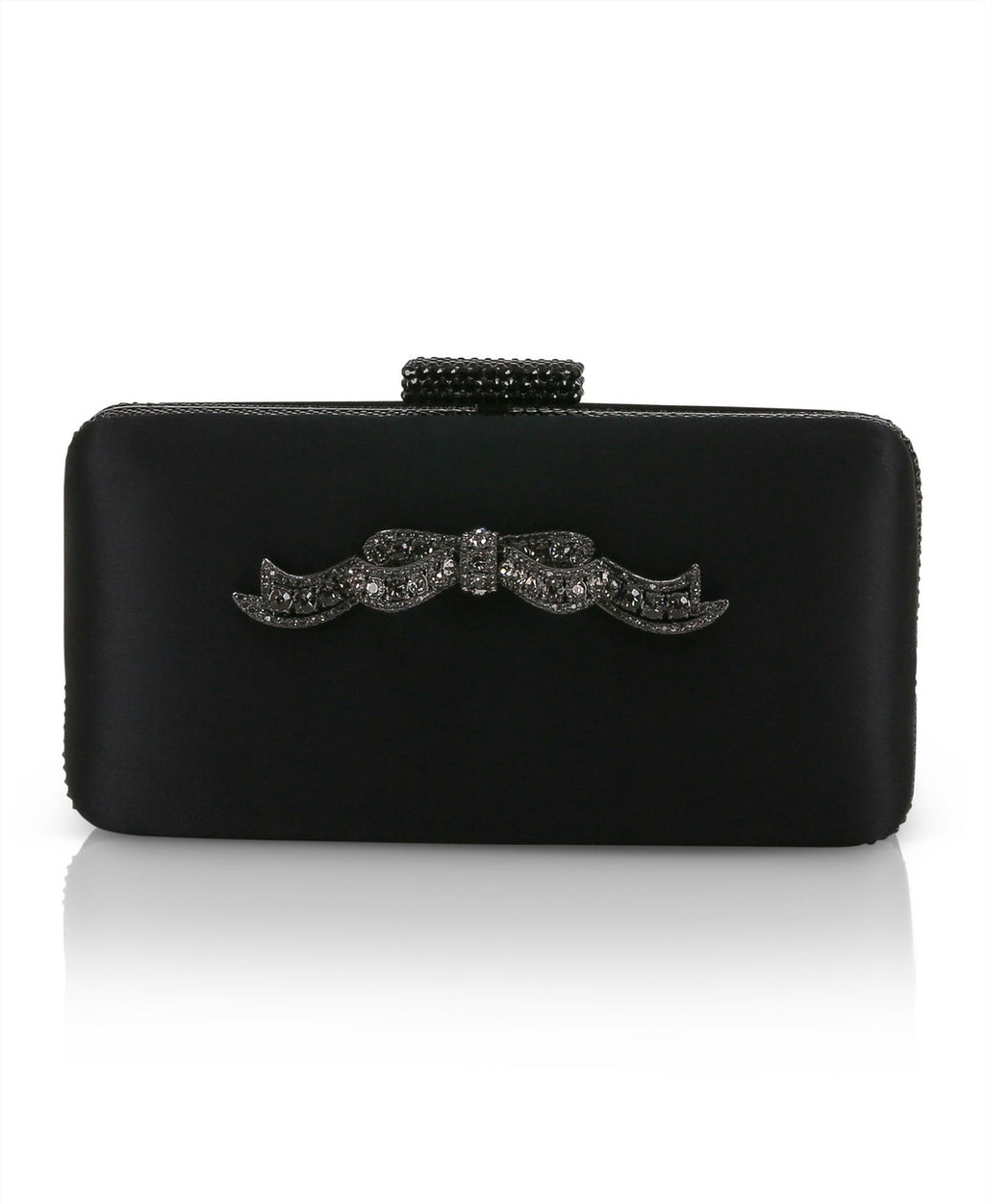 Black | Lexi Crystal Bow Clutch Front