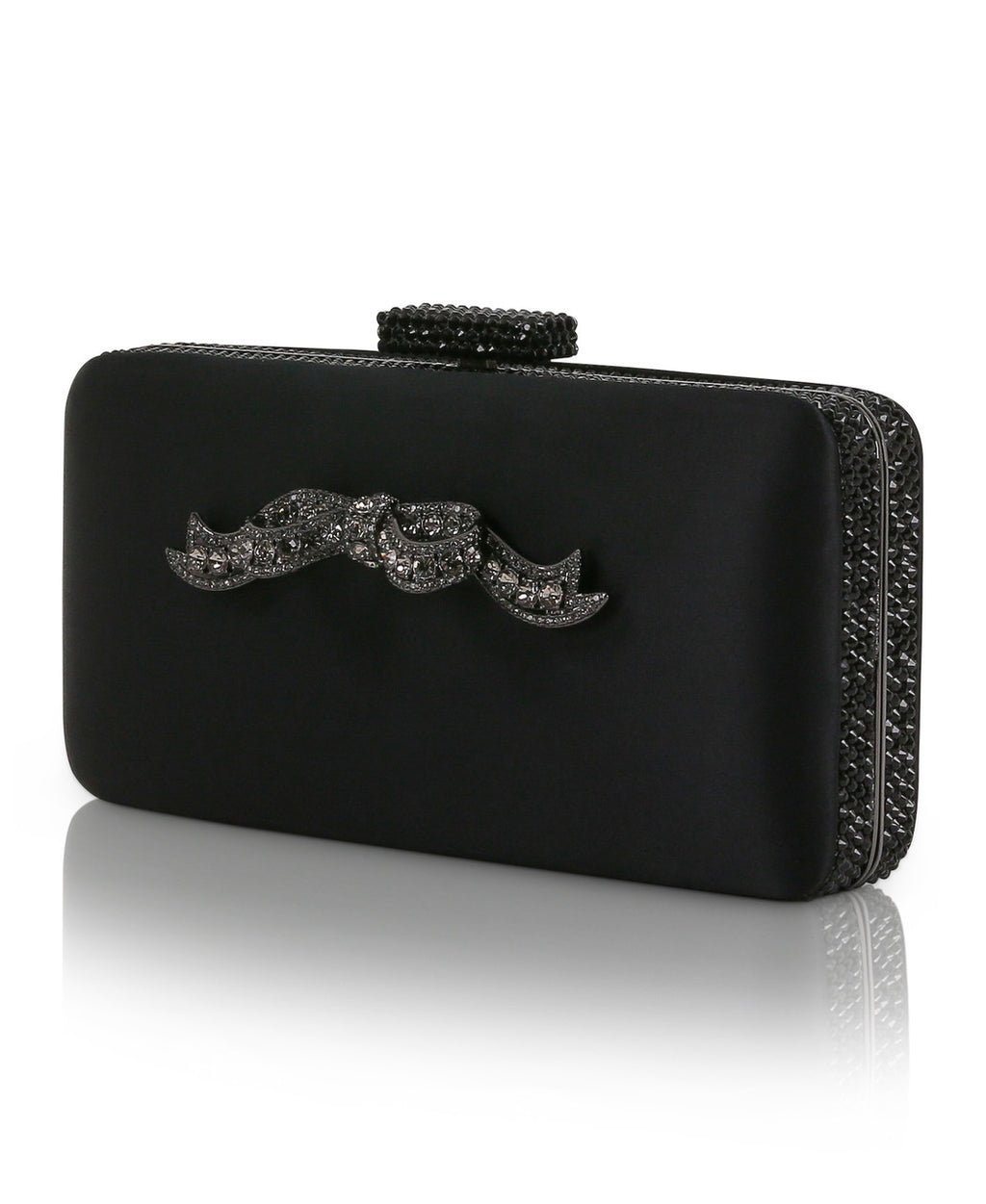 Black | Lexi Crystal Bow Clutch Side