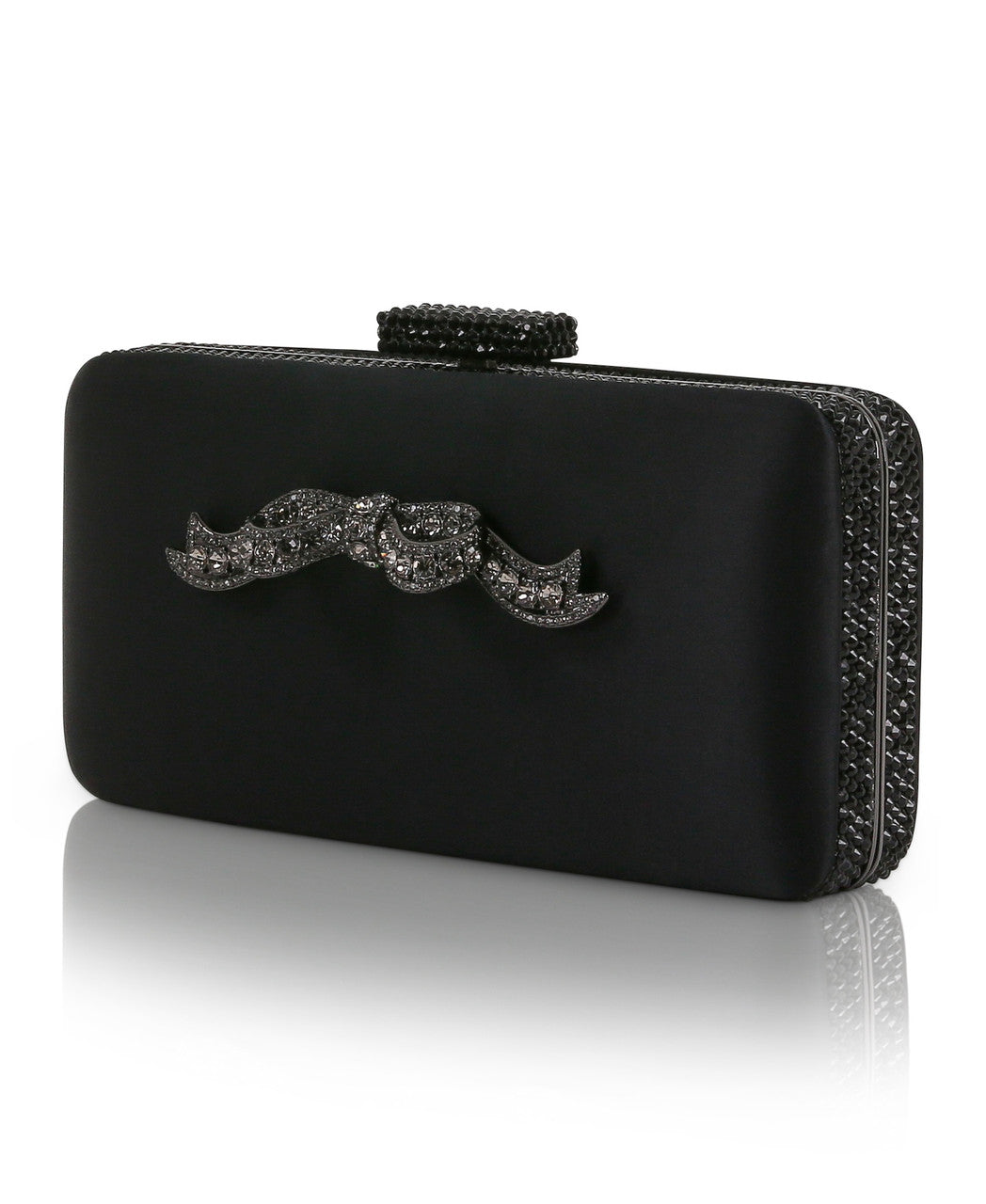 Black | Lexi Crystal Bow Clutch Side
