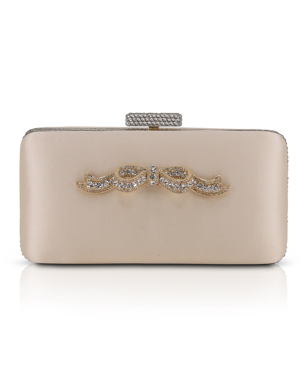 Ivory | Lexi Crystal Bow Clutch Front