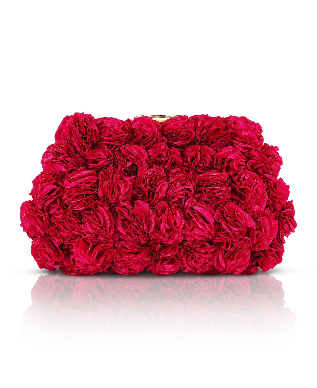 Magenta | Lulu Rosette Pouch Clutch Front