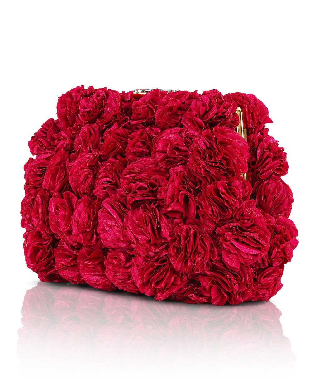 Magenta | Lulu Rosette Pouch Clutch Side