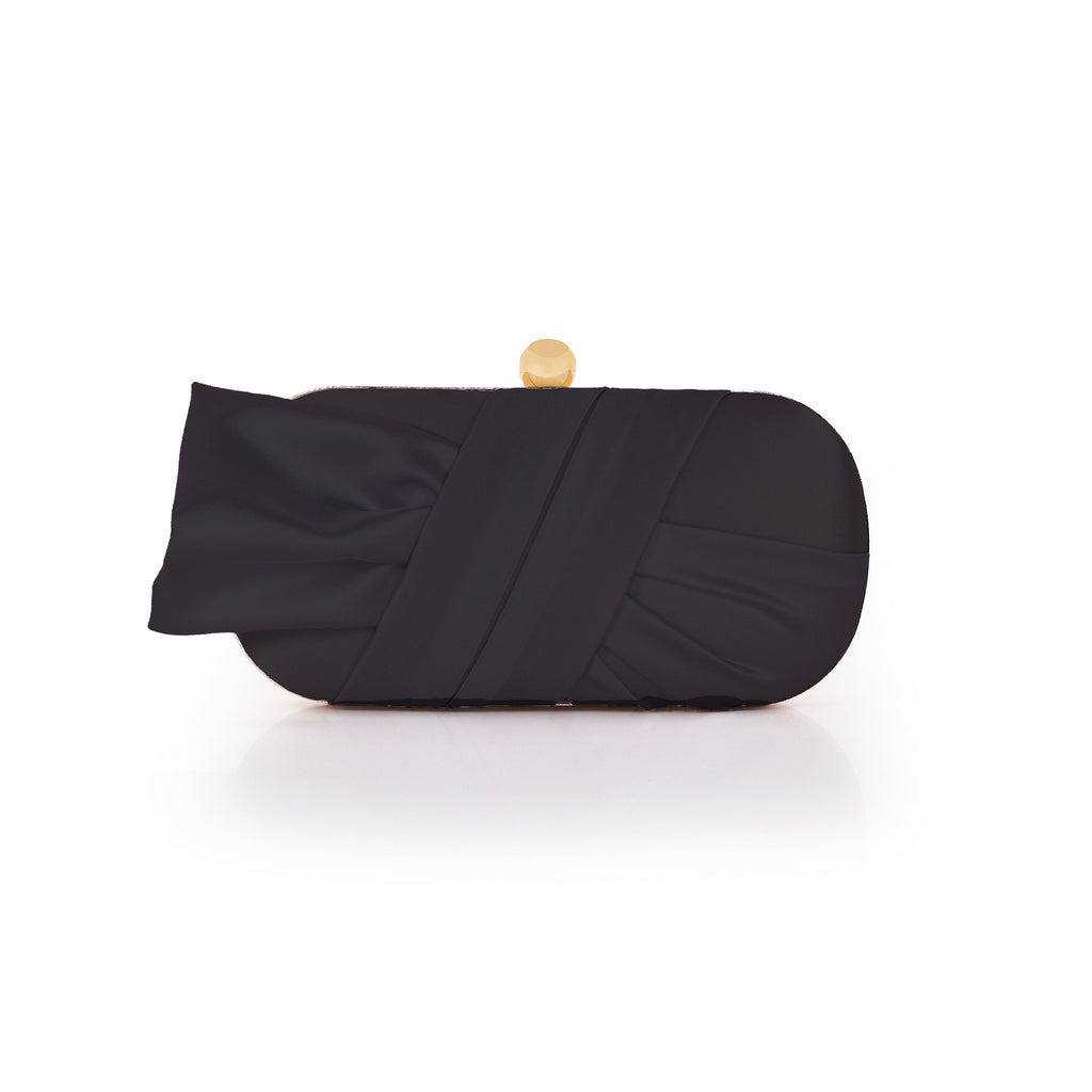 Black | Satin Tie Minaudiere Front