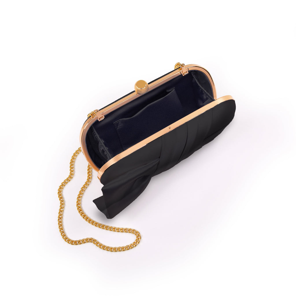 Black | Satin Tie Minaudiere Open