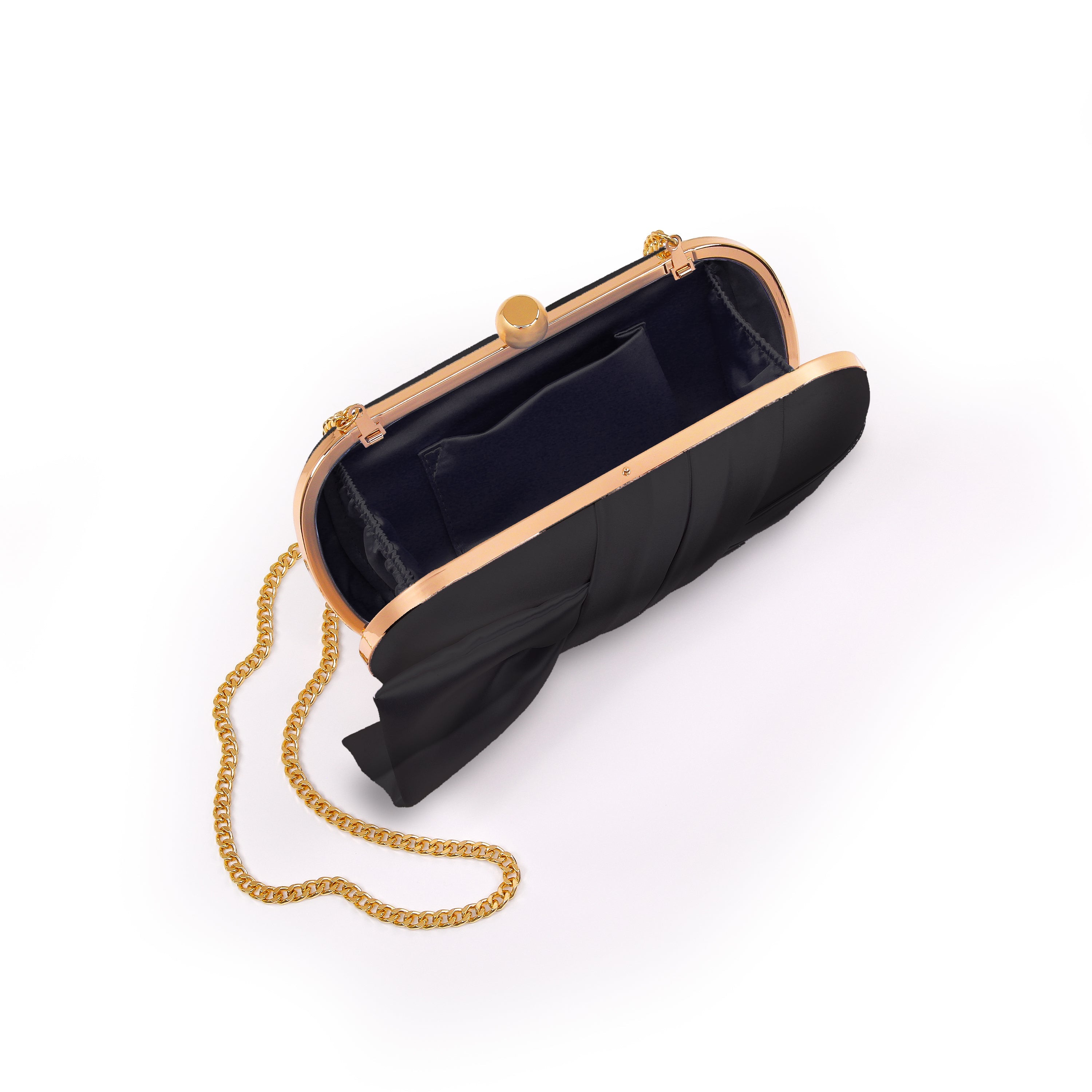 Black | Satin Tie Minaudiere Open
