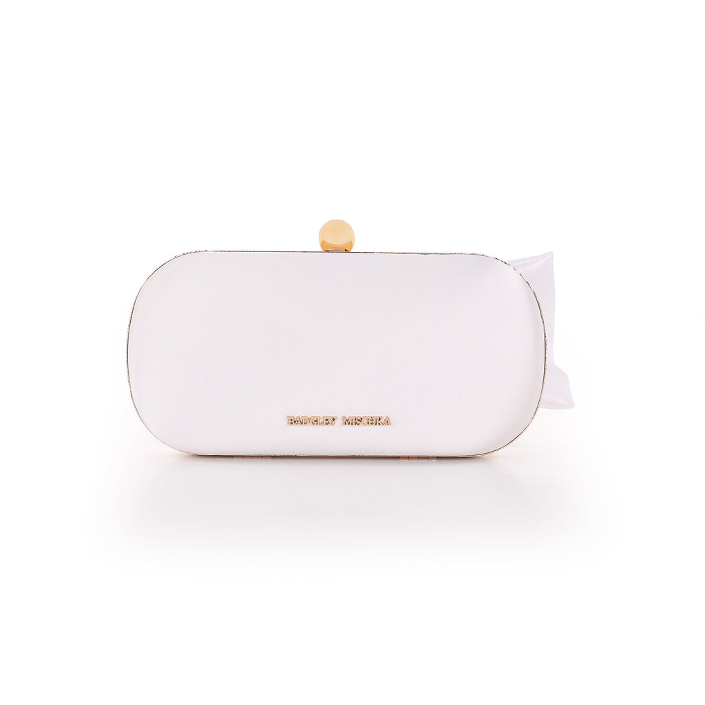 White | Satin Tie Minaudiere Back