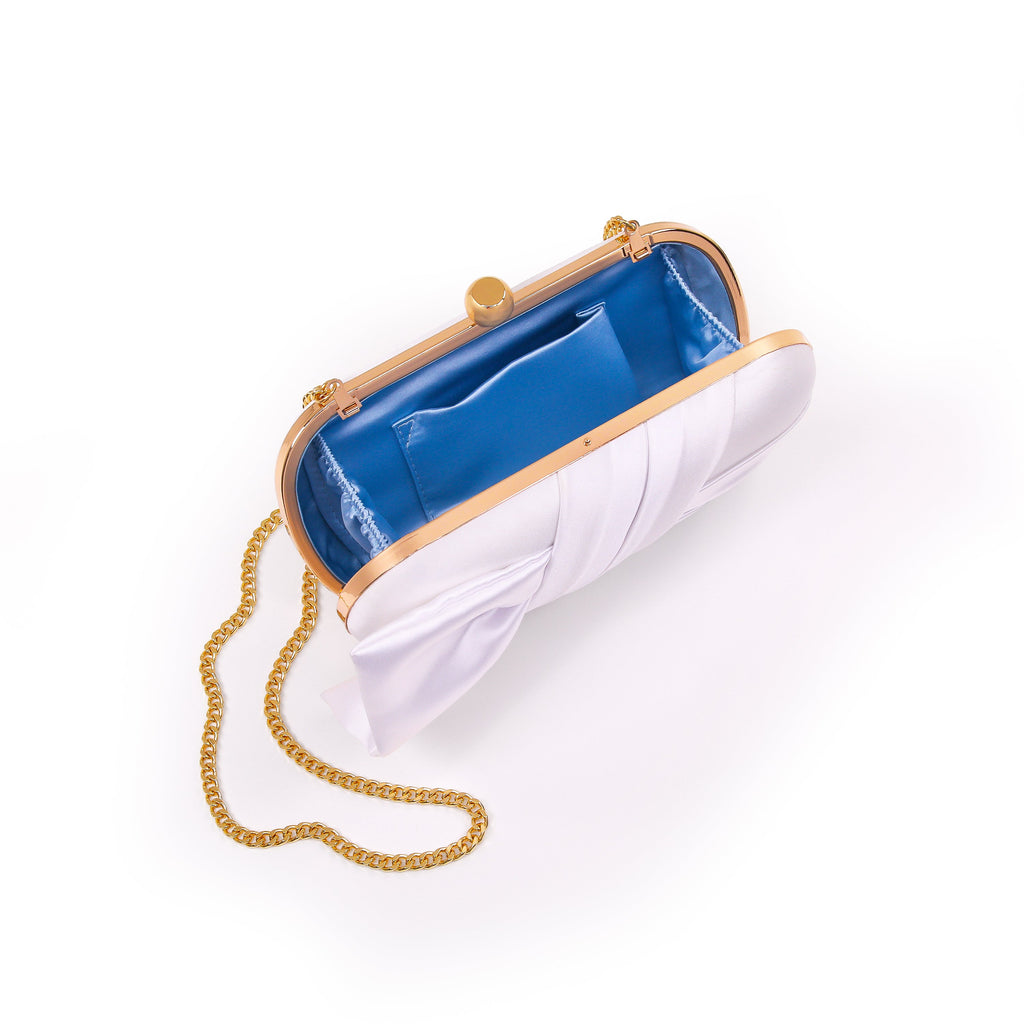 White | Satin Tie Minaudiere Open