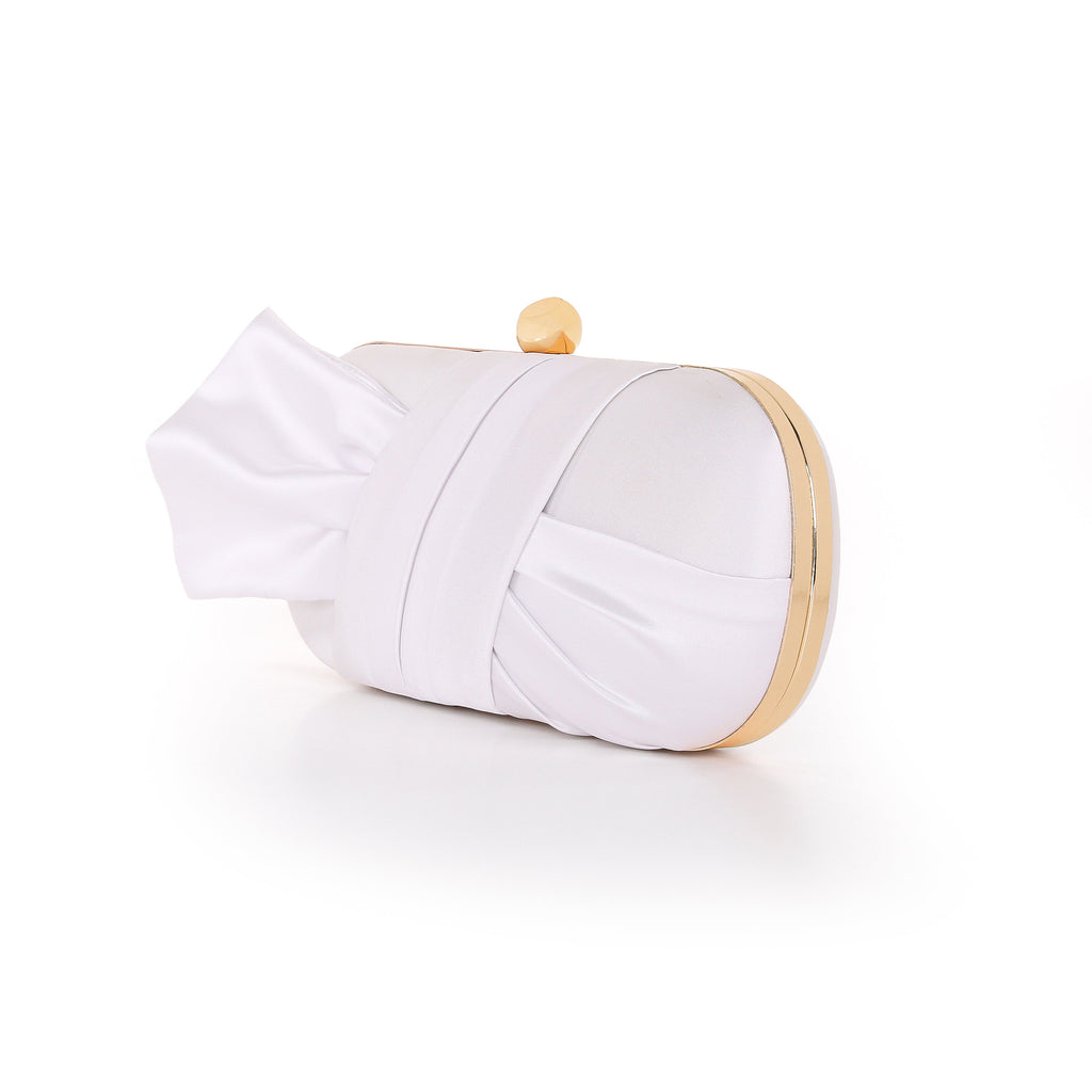White | Satin Tie Minaudiere Side