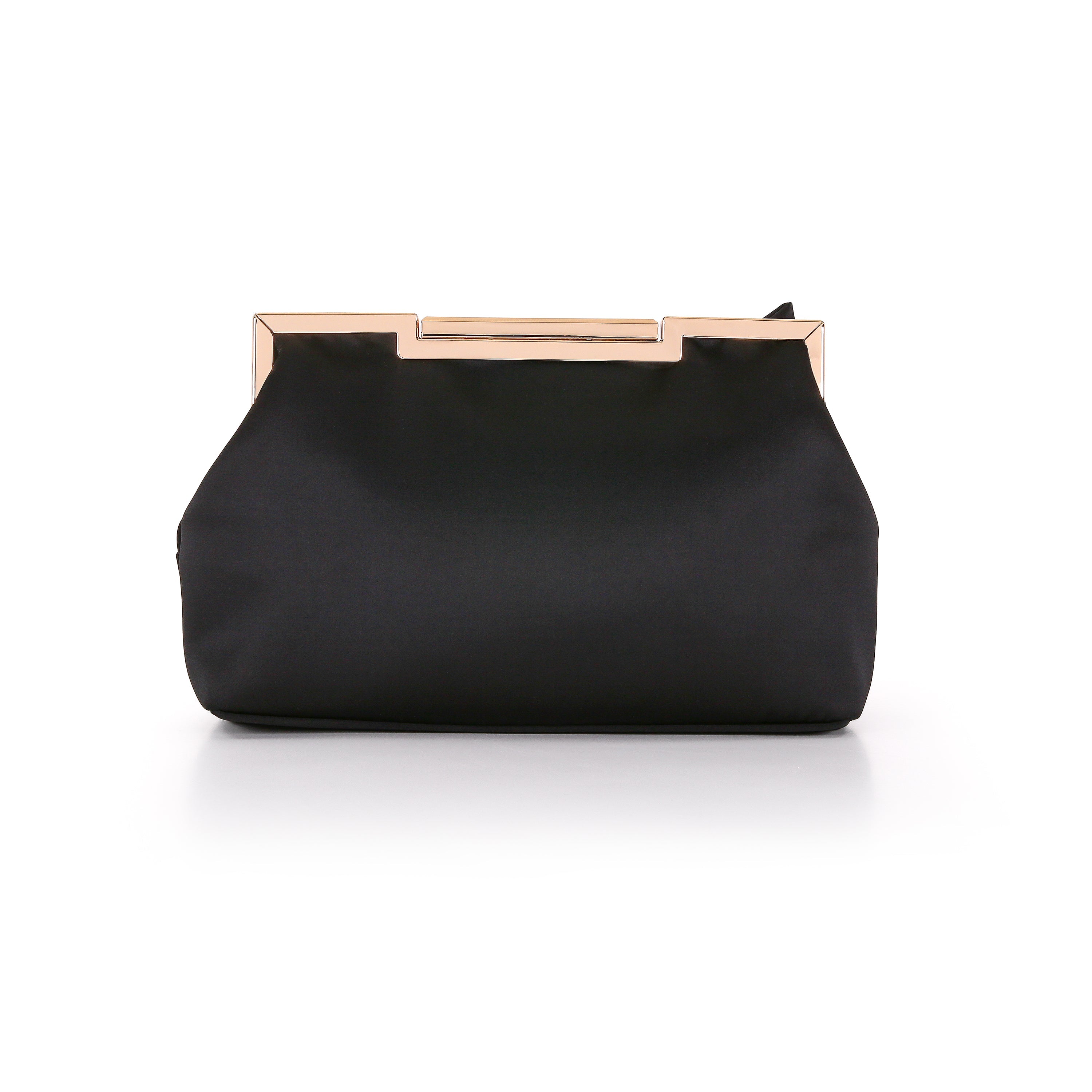 Black | Satin Tie Pouch Clutch Back
