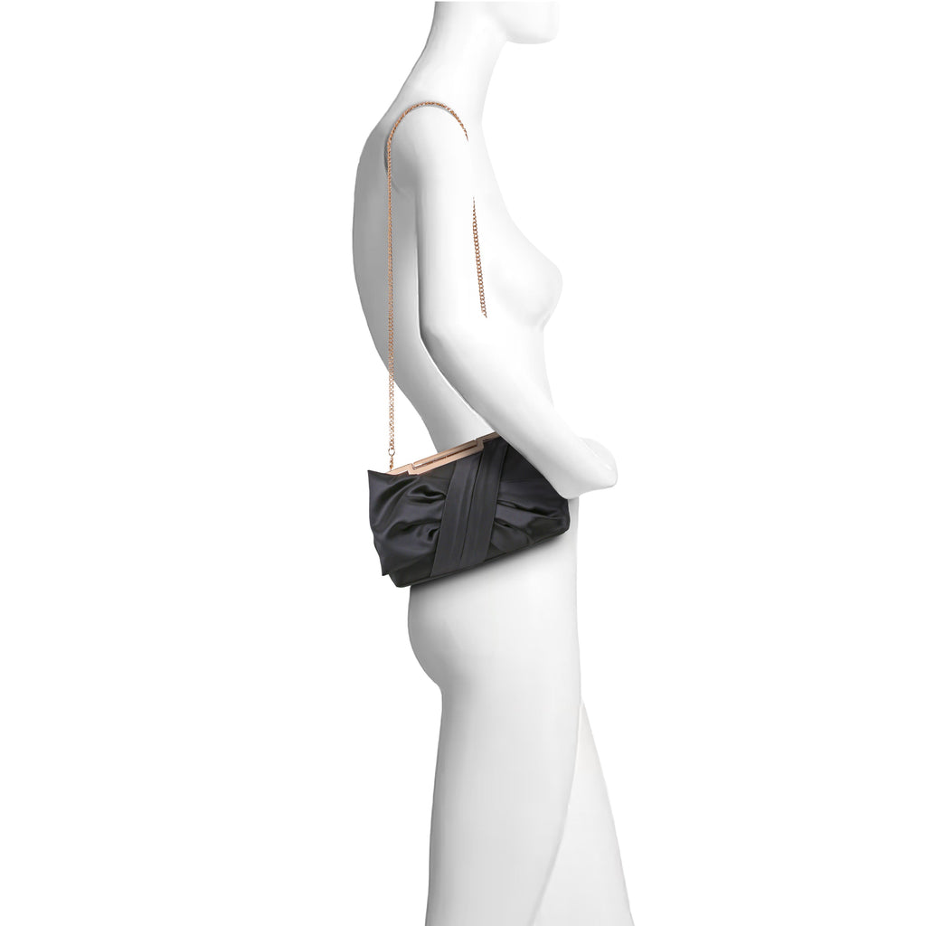 Black | Satin Tie Pouch Clutch Form
