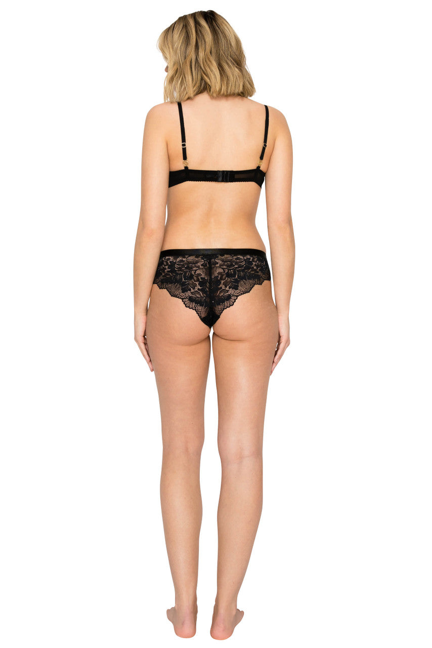 Jet Black | Luxe Sparkle Lace Brief Back