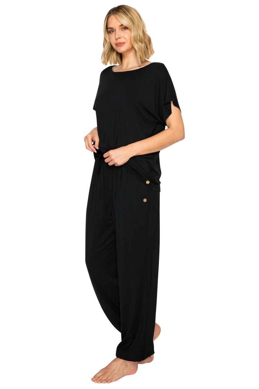 Jet Black | Yummy Modal Blend Dolman Sleeve Jogger Set Alt Angle